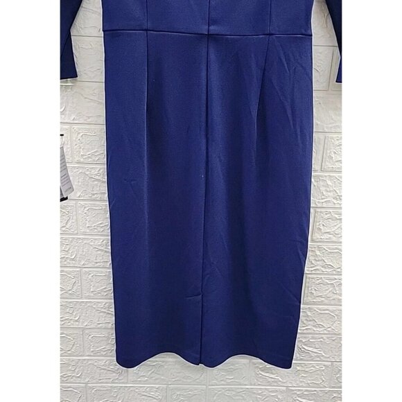 Adrianna Papell Crepe Tie Waist Sheath Dress Women's Size 4 Navy Blue - Picture 5 of 5